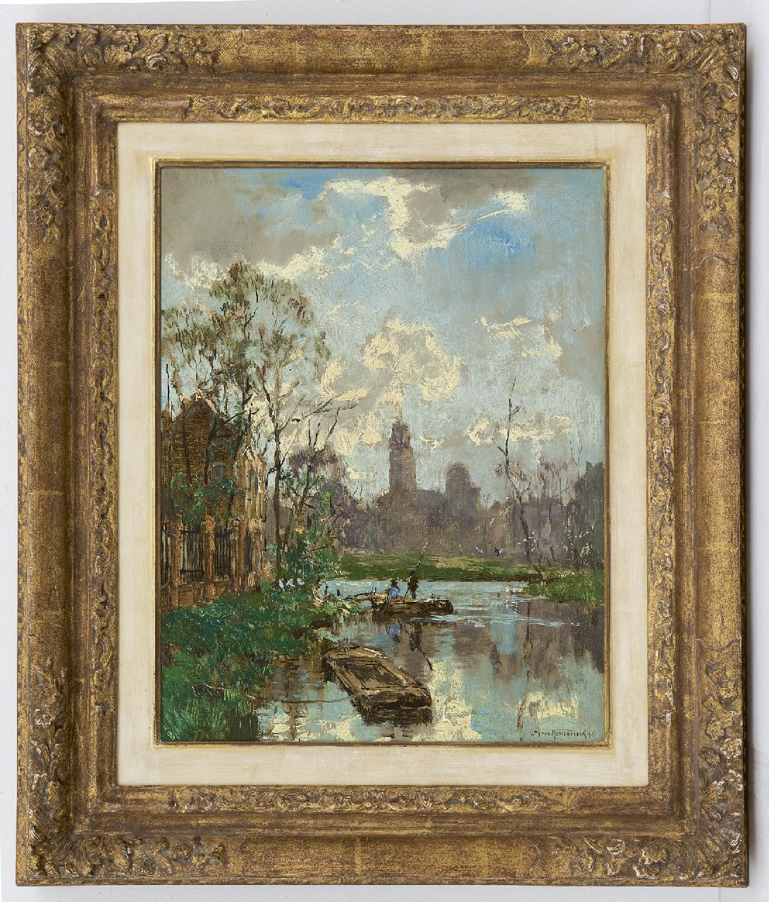 Mastenbroek J.H. van | Johan Hendrik van Mastenbroek, Ansicht auf einen Kanal, Öl auf Leinwand 34,9 x 27,4 cm, Unterzeichnet r.u. und datiert 1921