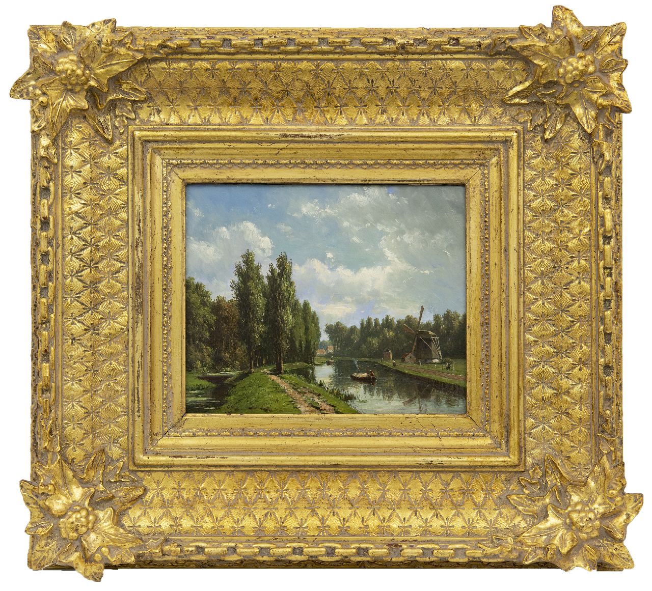 Maaten J.J. van der | Jacob Jan van der Maaten | Gemälde zum Verkauf angeboten | Die Vliet bei Voorburg, Öl auf Holz 16,1 x 20,0 cm, Unterzeichnet l.u.