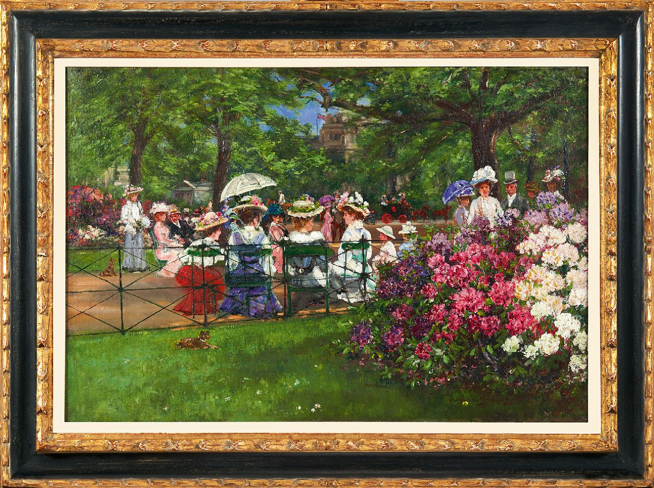 Hague J.E.H.  | Joseph Edward Homerville Hague, Elegante Gesellschaft in Hyde Park, London, Öl auf Leinwand 43,5 x 64,2 cm, Unterzeichnet r.u.