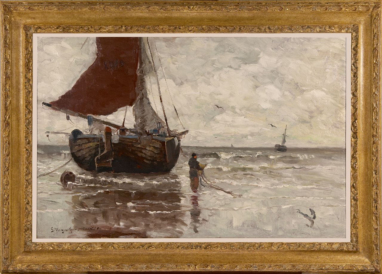 Munthe G.A.L.  | Gerhard Arij Ludwig 'Morgenstjerne' Munthe | Gemälde zum Verkauf angeboten | Fischerboot vor Anker, Öl auf Leinwand 62,9 x 96,4 cm, Unterzeichnet u.l.