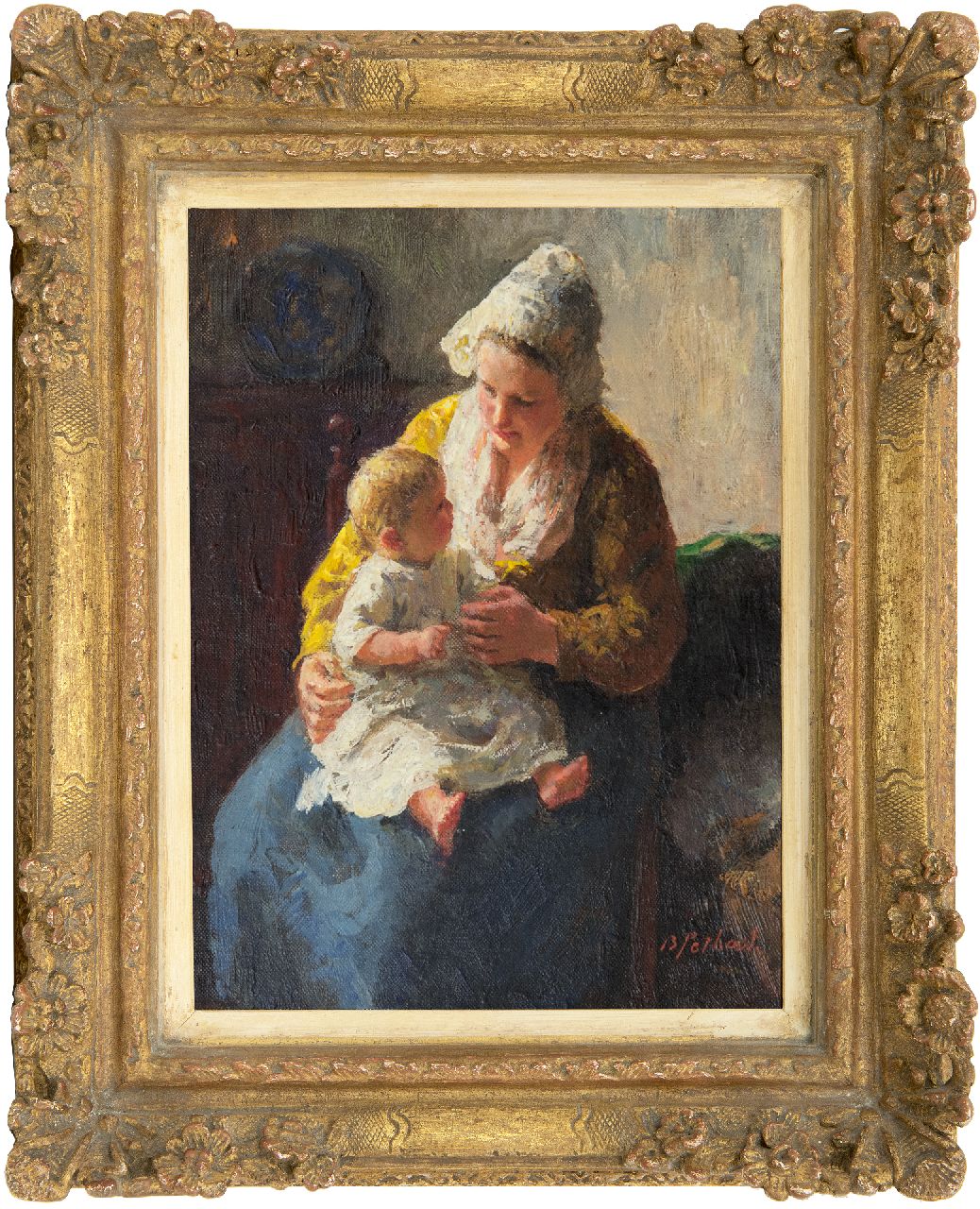 Pothast B.J.C.  | 'Bernard' Jean Corneille Pothast, Mutter und Kind, Öl auf Leinwand 25,1 x 18,9 cm, Unterzeichnet r.u.
