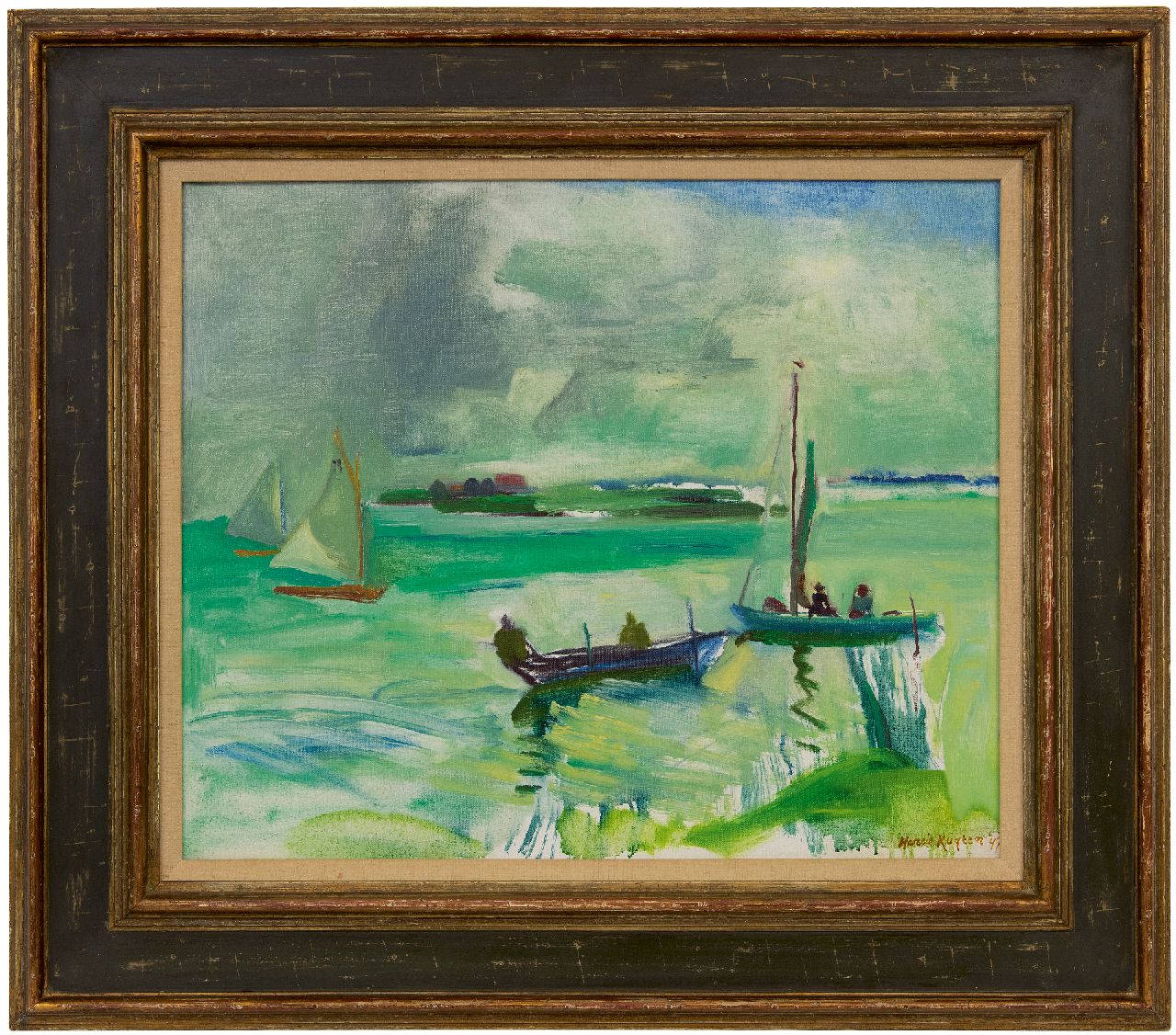 Kuijten H.J.  | Henricus Johannes 'Harrie' Kuijten, Segelboote auf dem See, Öl auf Leinwand 50,5 x 60,3 cm, Unterzeichnet r.u. und datiert '47
