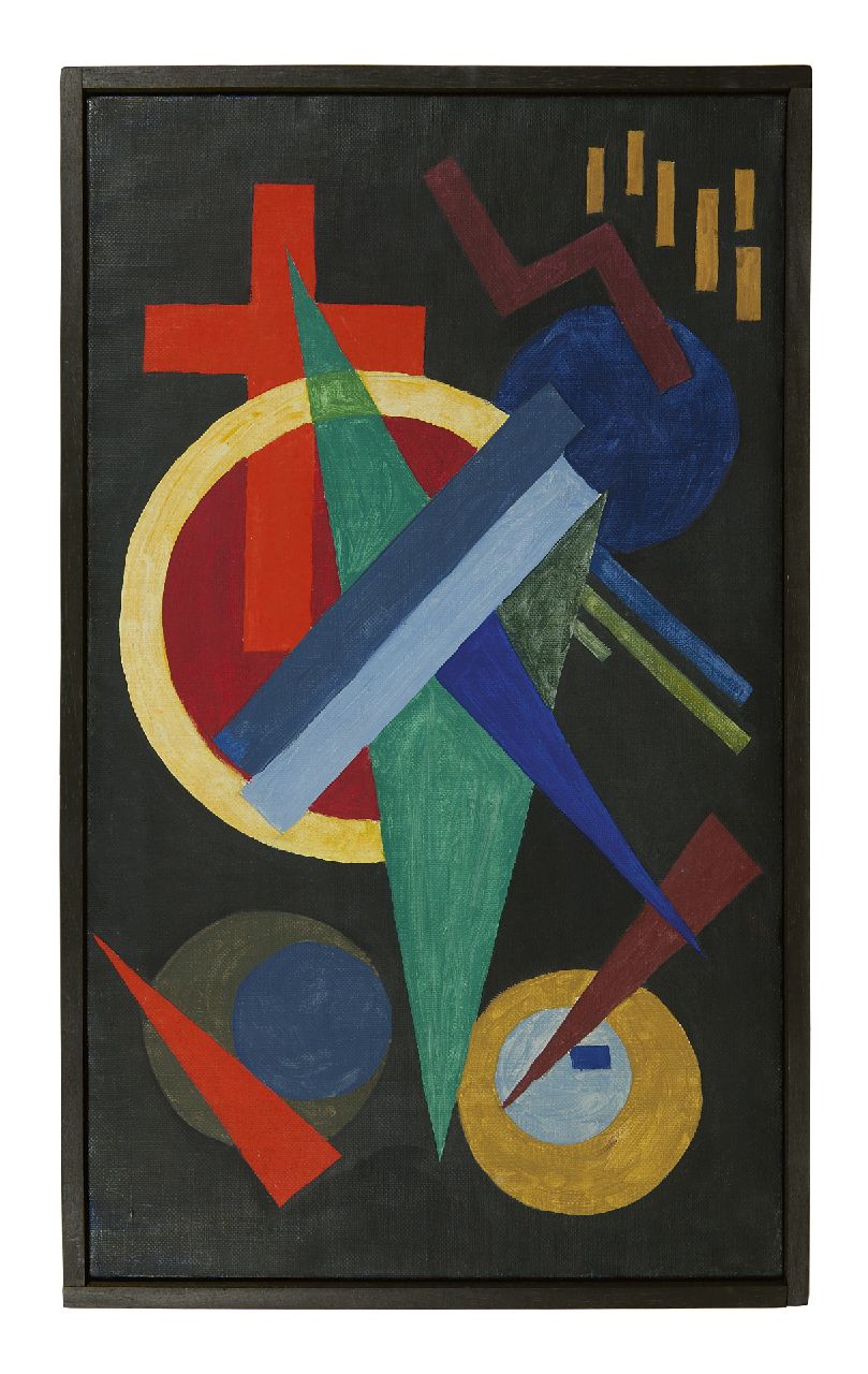 Alkema W.H.  | 'Wobbe' Hendrik Alkema, Improvisation, Wachsfarbe auf Leinwand 80,3 x 47,0 cm, Unterzeichnet Im Verso und Im Verso datiert 1929