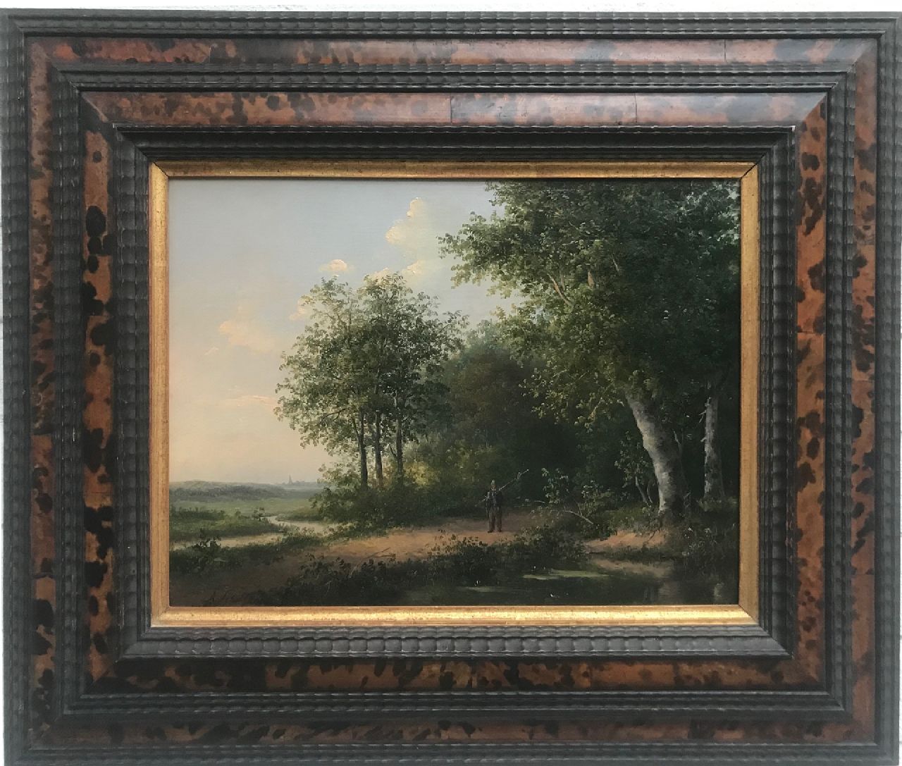 Schelfhout A.  | Andreas Schelfhout | Gemälde zum Verkauf angeboten | Angler bei einem Moorsee, Öl auf Holz 26,0 x 34,5 cm, Unterzeichnet l.u. und zu datieren um 1822