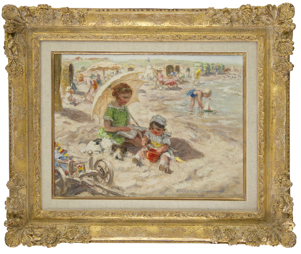 Zoetelief Tromp J.  | Johannes 'Jan' Zoetelief Tromp, Ein Tag am Strand, Öl auf Leinwand 30,0 x 40,0 cm, Unterzeichnet r.u. und im Verso