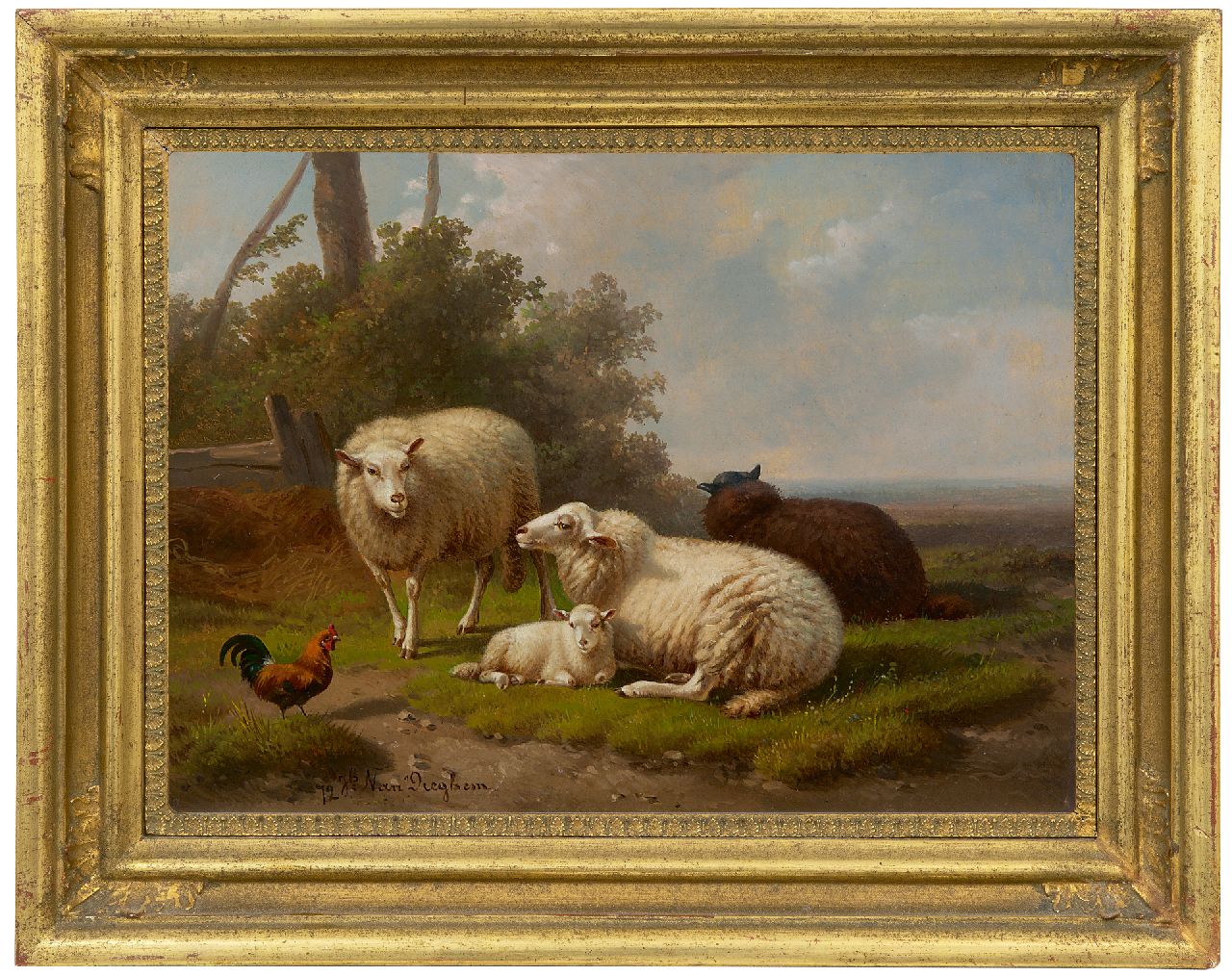 Dieghem J. van | Joseph van Dieghem, Idyllische Landschaft mit Schafen, Öl auf Holz 22,6 x 31,0 cm, Unterzeichnet l.u. und datiert '72