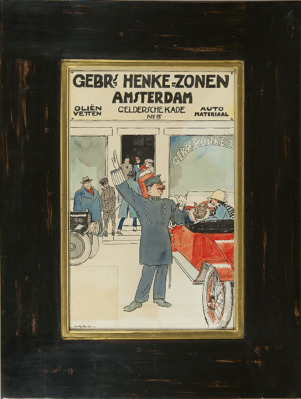 Sluiter J.W.  | Jan Willem 'Willy' Sluiter, Posterentwurf für Gebrüder Henke Zonen, Gelderschekade 5, Amsterdam, Tinte und Aquarell auf Papier auf Holzfaser 48,0 x 30,3 cm, Unterzeichnet l.u.