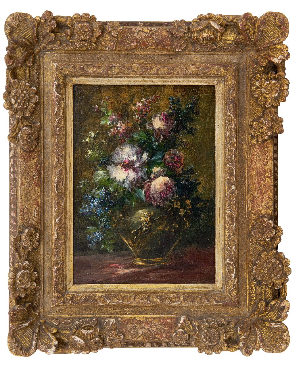 Hendrickx M.A.  | Michel Antoine Hendrickx | Gemälde zum Verkauf angeboten | Blumenstilleben, Öl auf Holz 23,3 x 16,8 cm, Unterzeichnet r.o.
