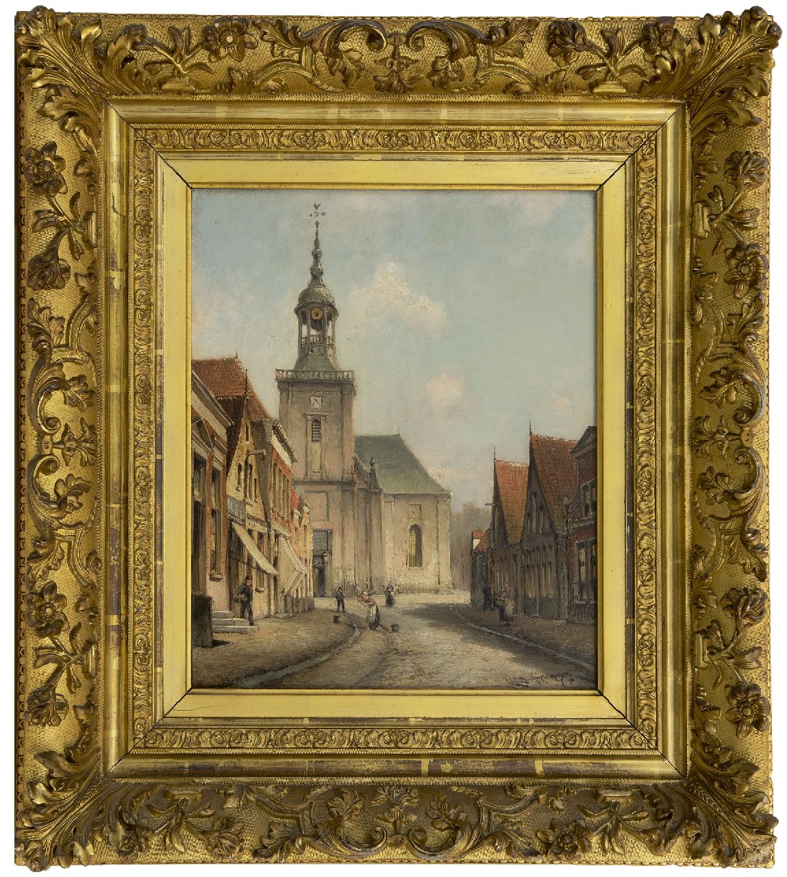 Dommelshuizen C.C.  | Cornelis Christiaan Dommelshuizen, Blick auf die Kerkstraat zu Almelo, Öl auf Leinwand 38,6 x 31,5 cm, Unterzeichnet r.u. und datiert ' 98