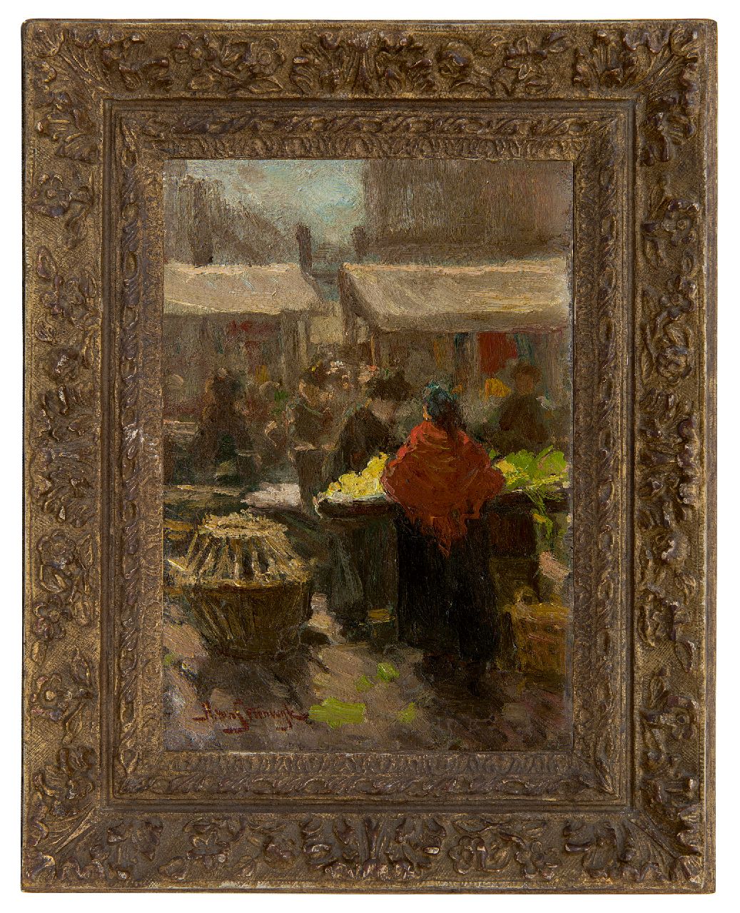 Steenwijk H. van | Hendrik van Steenwijk | Gemälde zum Verkauf angeboten | Figuren auf dem Markt, Öl auf Holz 27,8 x 19,4 cm, Unterzeichnet l.u.