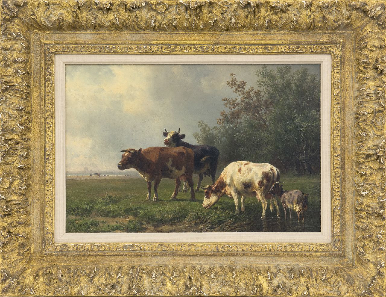 Tom J.B.  | Jan Bedijs Tom, Grasende Kühe (nur zusammen mit Gegenstück), Öl auf Holz 19,7 x 29,4 cm, Unterzeichnet l.u.