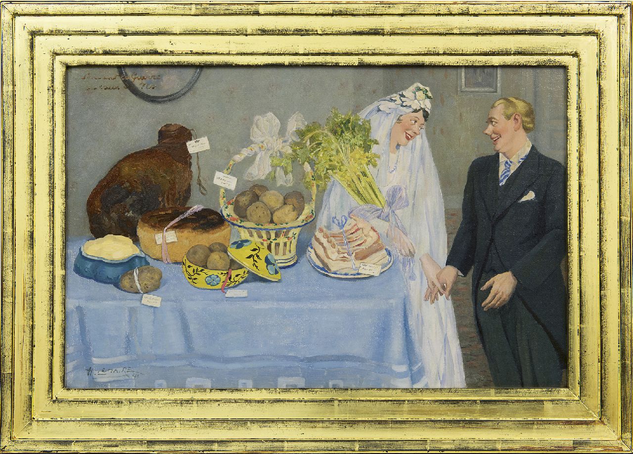 Lemaire H.  | Henri Lemaire | Gemälde zum Verkauf angeboten | Die Hochzeitsgeschenke anno 1941, Öl auf Malereifaser 35,3 x 54,7 cm, Unterzeichnet l.u. und datiert '41