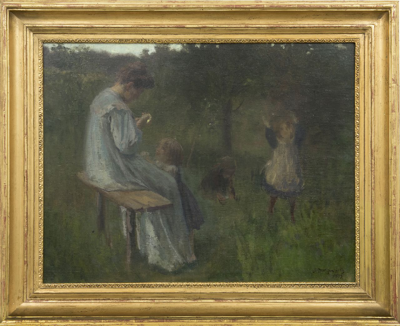 Jungwirth J.  | Joseph Jungwirth, Mutter mit spielenden Kindern, Öl auf Leinwand 62,8 x 79,4 cm, Unterzeichnet r.u. und datiert 1905