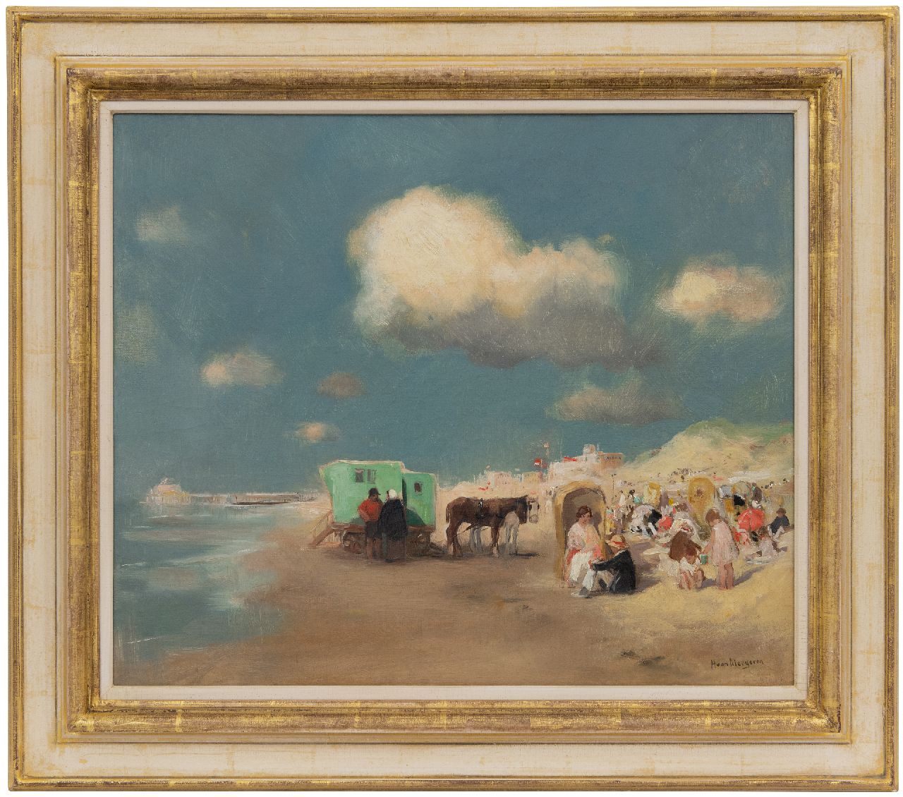 Meegeren H.A. van | Henricus Antonius 'Han' van Meegeren | Gemälde zum Verkauf angeboten | Ein Sommertag auf dem Strand bei Scheveningen, Öl auf Leinwand 50,0 x 60,0 cm, Unterzeichnet r.u.
