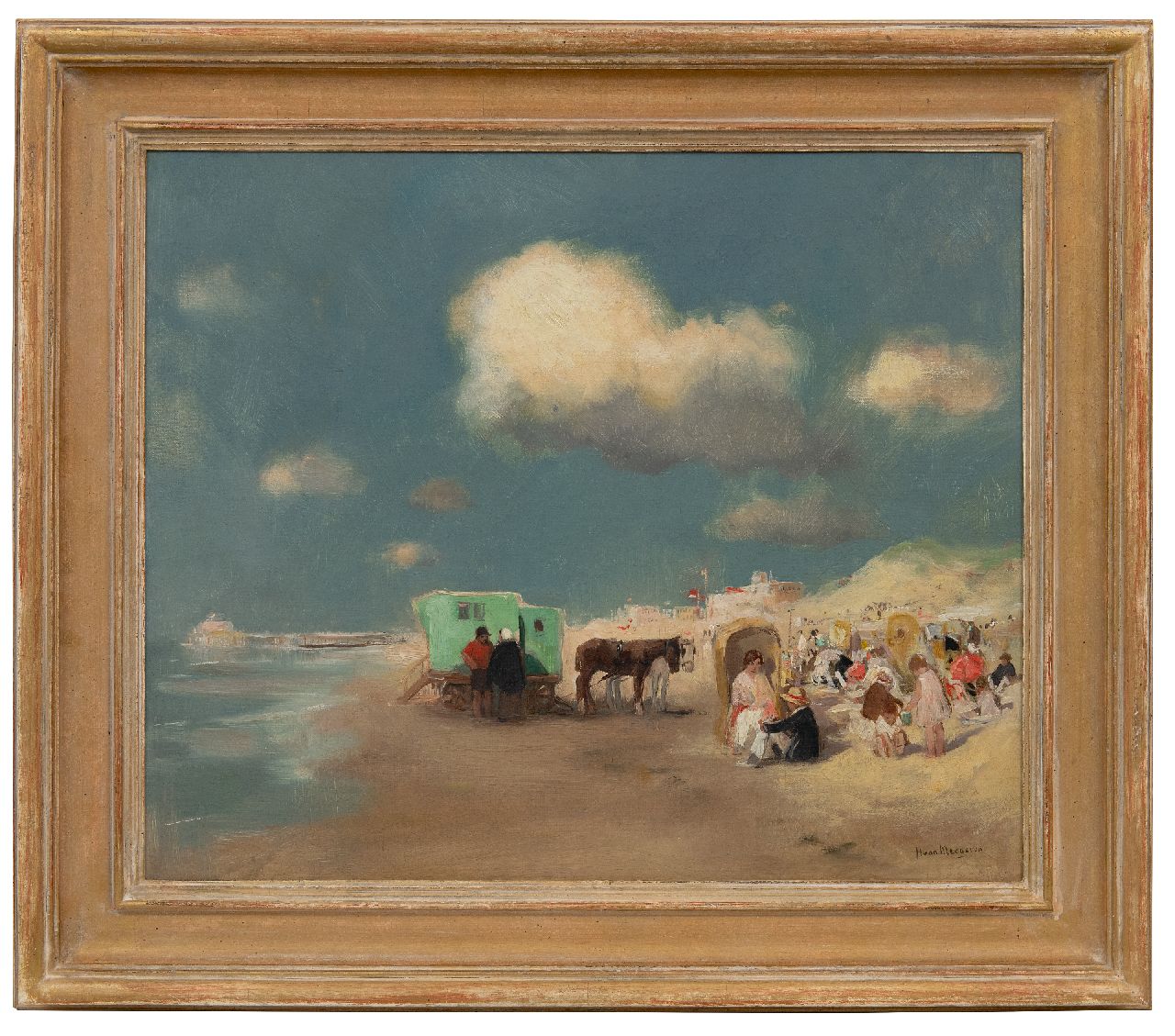 Meegeren H.A. van | Henricus Antonius 'Han' van Meegeren | Gemälde zum Verkauf angeboten | Ein Sommertag auf dem Strand bei Scheveningen, Öl auf Leinwand 50,0 x 60,0 cm, Unterzeichnet r.u. und zonder lijst