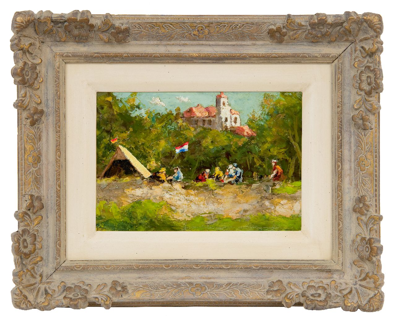 Zwiers P.R.  | Pieter Roelof 'Piet' Zwiers | Gemälde zum Verkauf angeboten | Campingplatz, Öl auf Holzfaser 12,0 x 17,5 cm