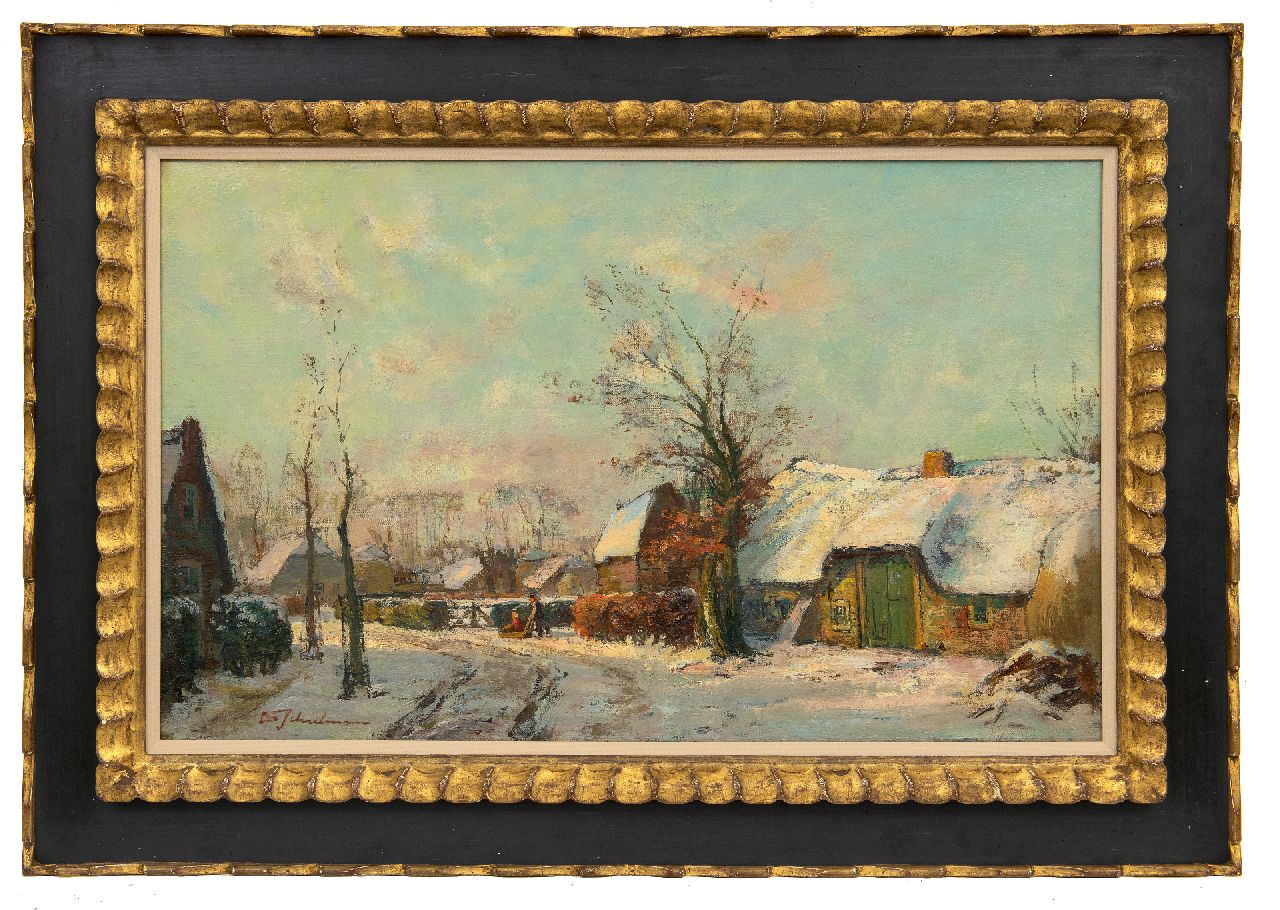 Schulman D.  | David Schulman | Gemälde zum Verkauf angeboten | Bauernpaar im Schnee, Blaricum, Öl auf Leinwand 47,3 x 75,5 cm, Unterzeichnet l.u.
