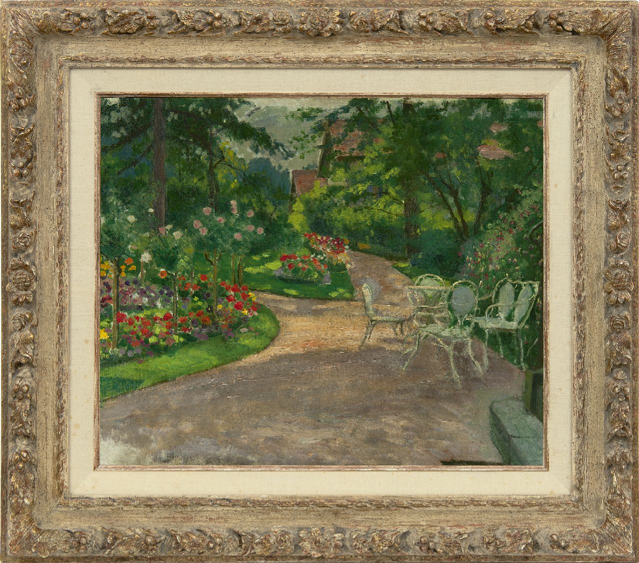 Sachsen M.M.A. von | Mathilde Marie Auguste von Sachsen, Garten im Sommer, Öl auf Leinwand 46,3 x 56,2 cm
