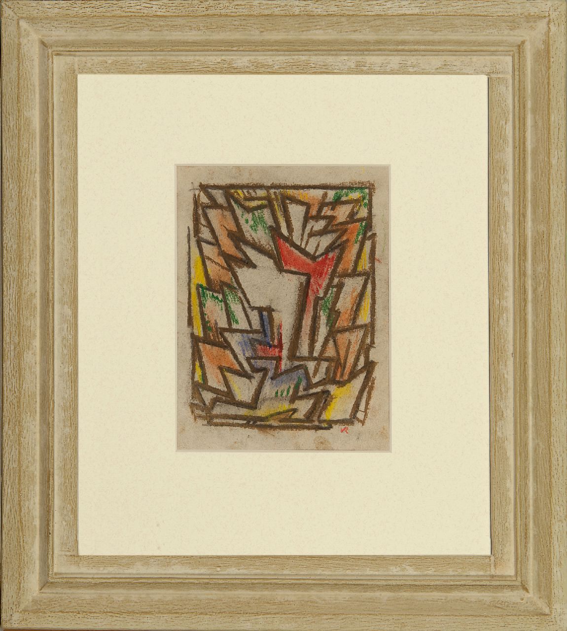 Rees O. van | Otto van Rees | Aquarelle und Zeichnungen zum Verkauf angeboten | Komposition, Kreide auf Papier 17,5 x 14,5 cm, Unterzeichnet r.u. mit Monogramm