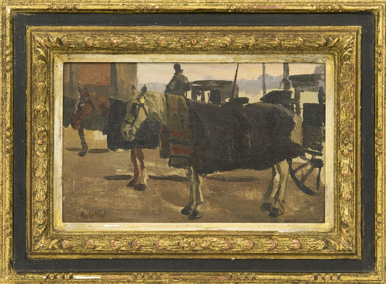 Bobeldijk F.  | Felicien Bobeldijk, Amsterdamer 'Aapjes' [Kutscher], Öl auf Leinwand  auf Holzfaser 13,4 x 21,3 cm, Unterzeichnet l.u.