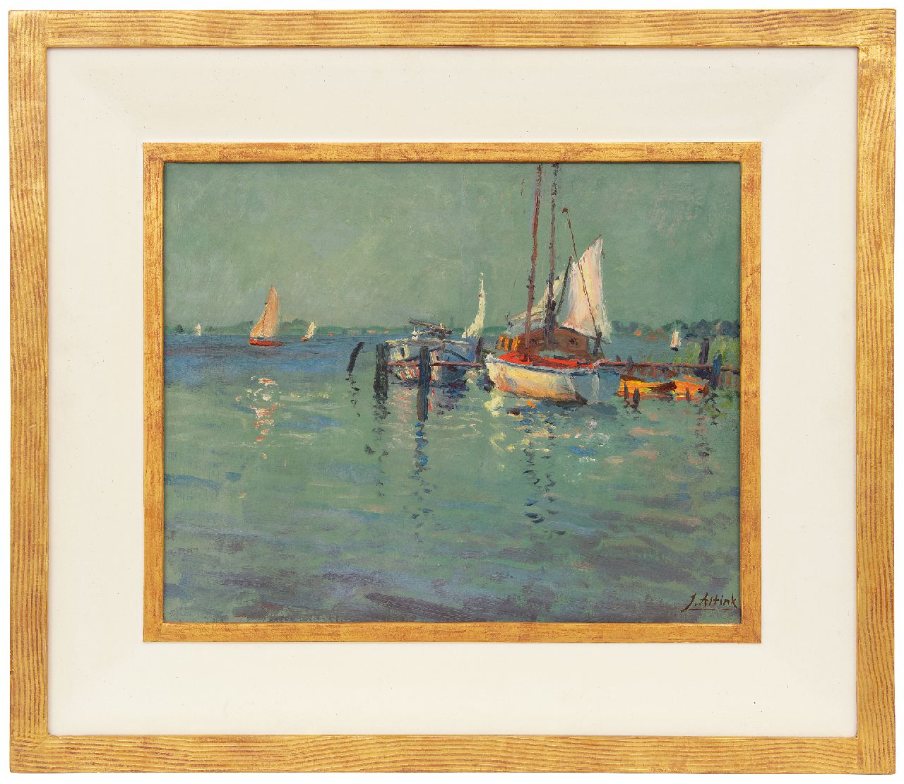 Altink J.  | Jan Altink | Gemälde zum Verkauf angeboten | Jachthafen am Paterswolder See, Öl auf Leinwand 40,4 x 50,3 cm, Unterzeichnet u.r.