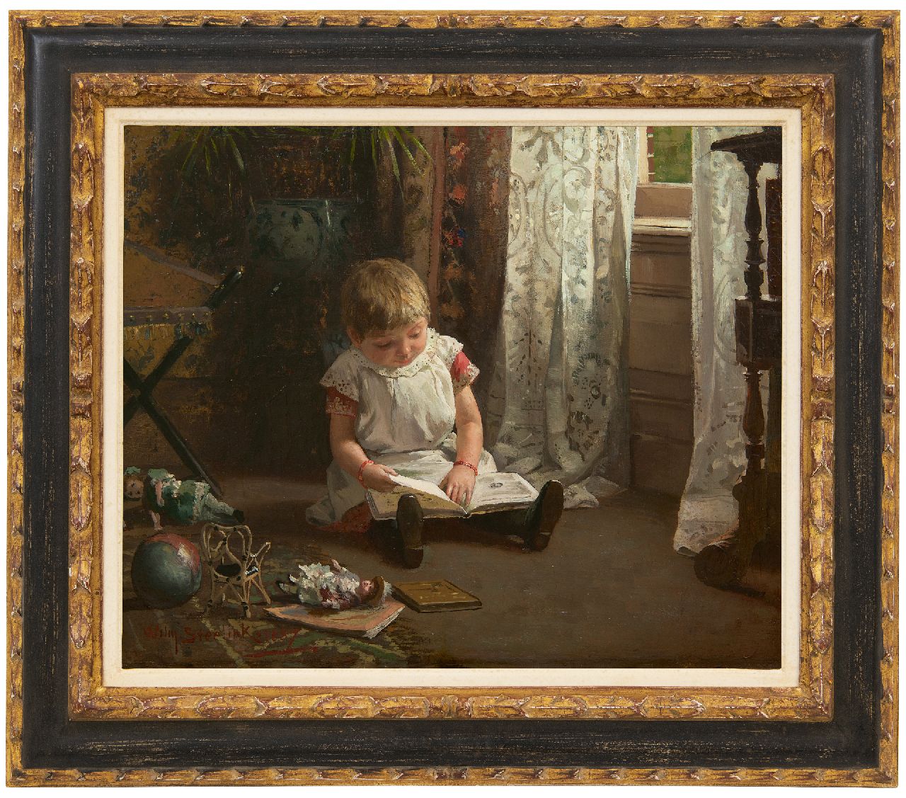 Steelink jr. W.  | Willem Steelink jr. | Gemälde zum Verkauf angeboten | Das Bilderbuch, Öl auf Leinwand 37,8 x 47,3 cm, Unterzeichnet l.u. und datiert 1887