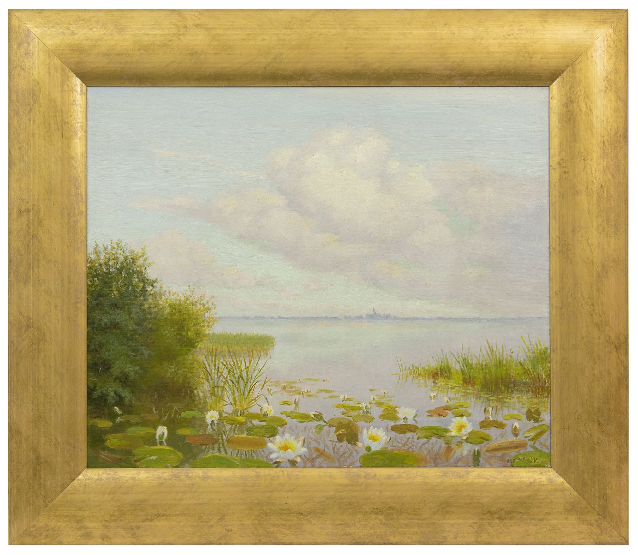 Smorenberg D.  | Dirk Smorenberg, Wasserrosen bei Loosdrecht, Öl auf Leinwand 49,0 x 60,0 cm, Unterzeichnet r.u.