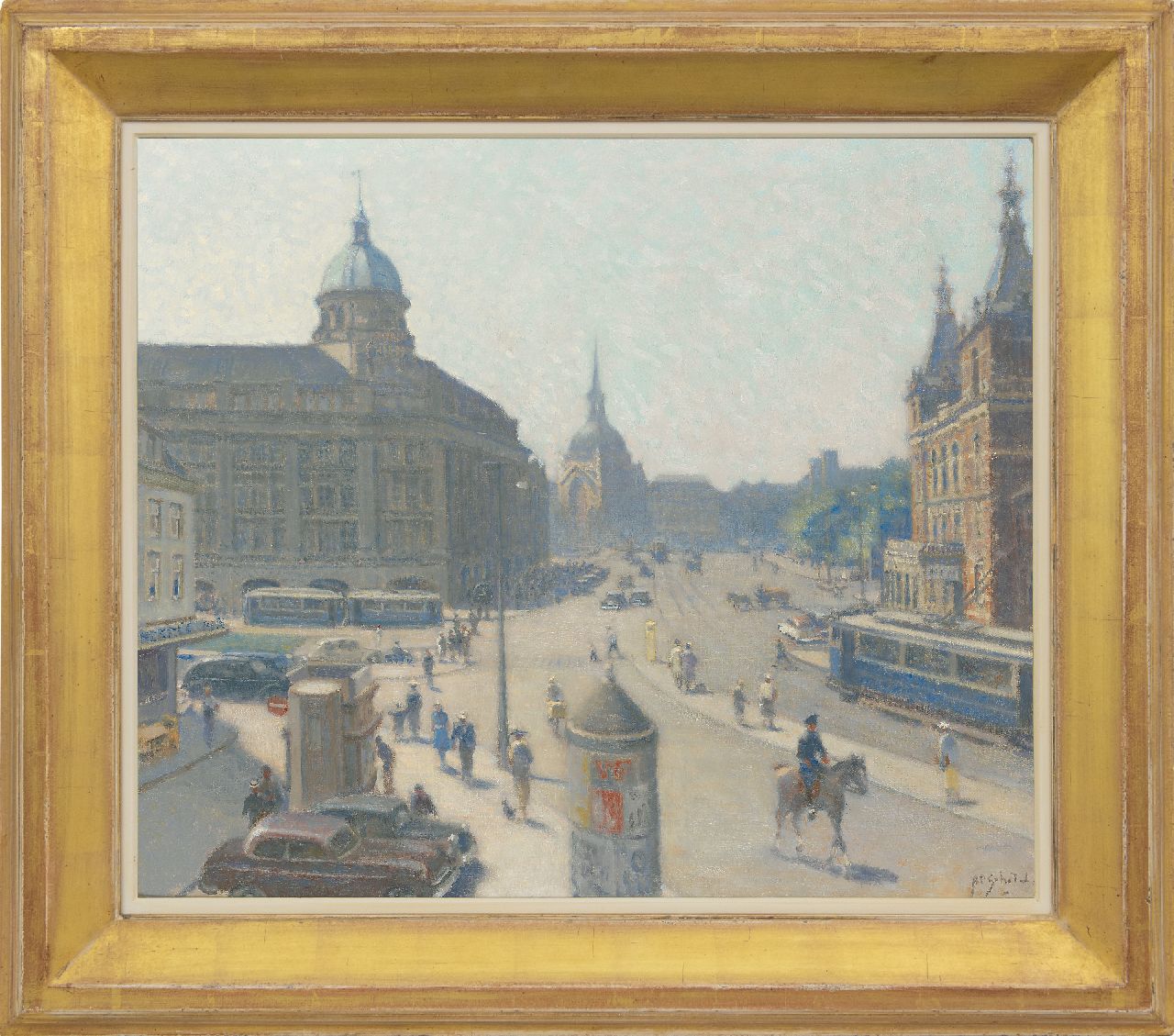 Schotel A.P.  | Anthonie Pieter Schotel | Gemälde zum Verkauf angeboten | Der Leidseplein, Amsterdam, gesehen von 'Extase', Öl auf Leinwand 60,2 x 70,5 cm, Unterzeichnet u.r.