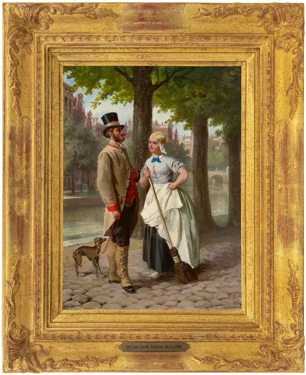 Zuidema Broos J.J.  | Jan Jacob Zuidema Broos | Gemälde zum Verkauf angeboten | Romanze am Kanal, Amsterdam, Öl auf Holz 29,0 x 21,0 cm, Unterzeichnet l.u.