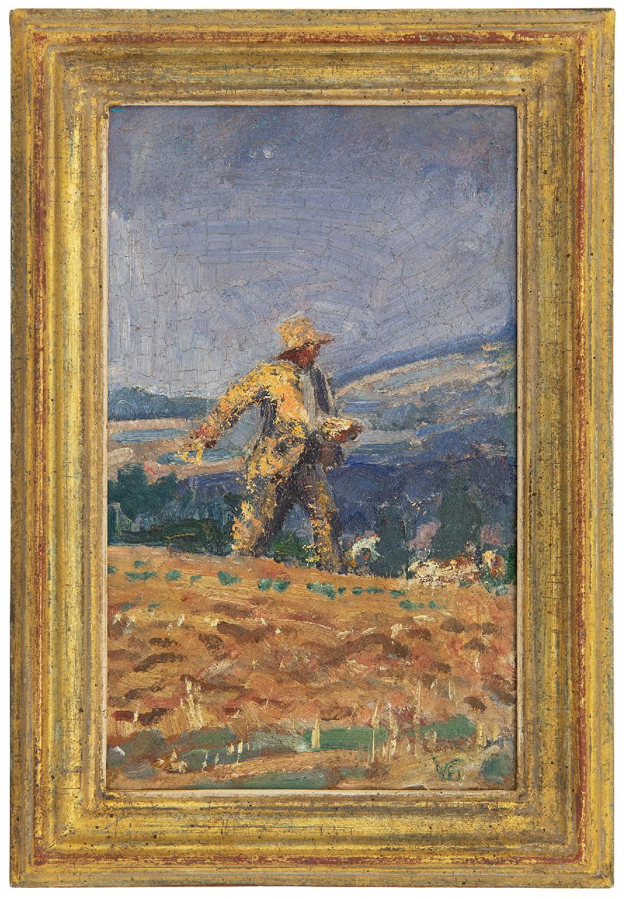 Westermann G.B.J.  | Gerhardus Bernardus Josephus 'Gerard' Westermann, Der Säer, Öl auf Holzfaser 18,1 x 10,9 cm, Unterzeichnet l.u. mit Monogramm