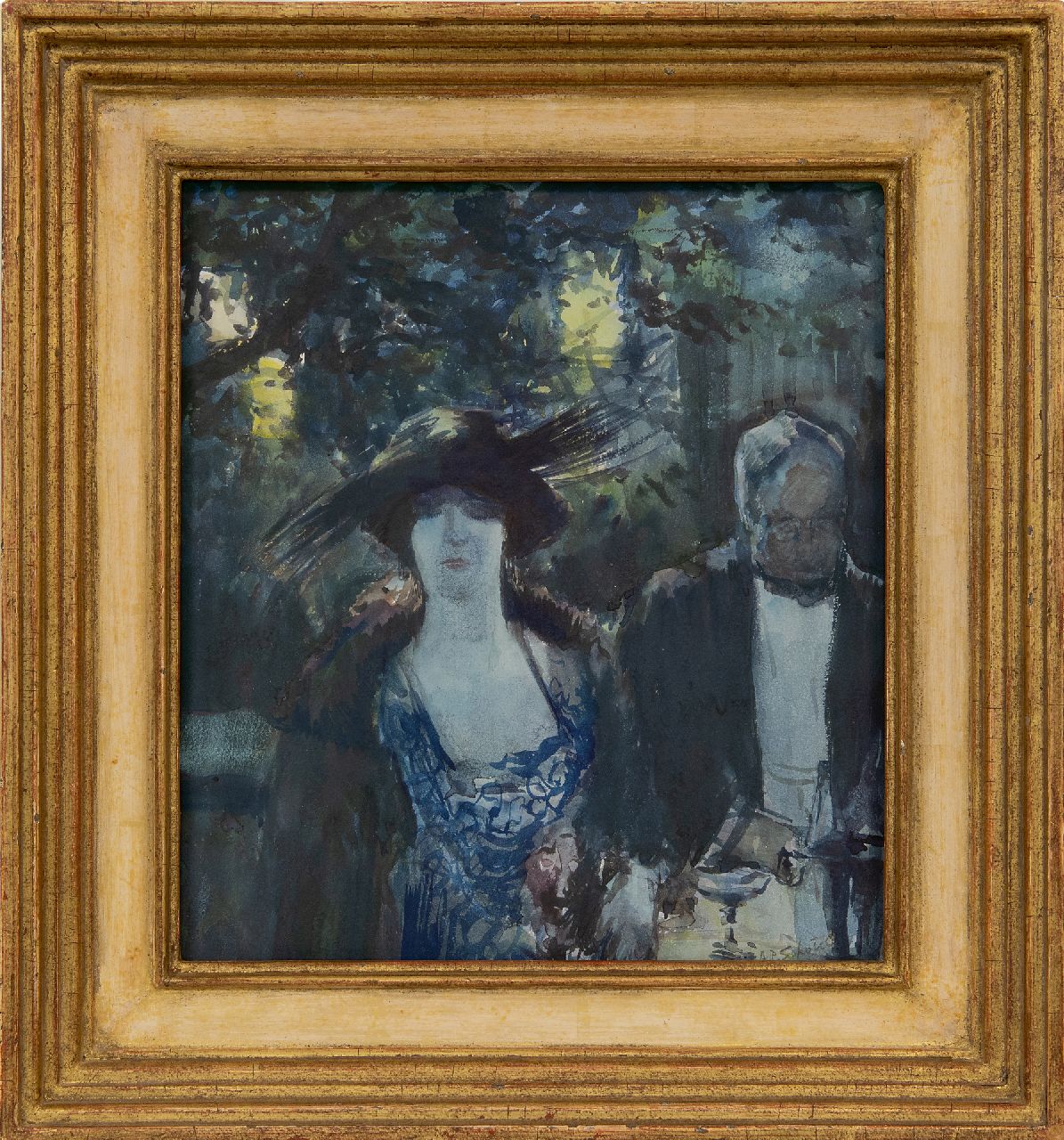 Schotel A.P.  | Anthonie Pieter Schotel | Aquarelle und Zeichnungen zum Verkauf angeboten | Jubiläumpaar, Aquarell auf Papier 28,7 x 25,4 cm, Unterzeichnet r.u. und datiert '21