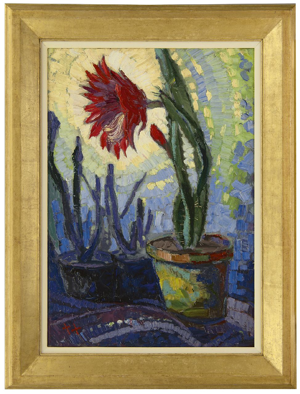 Kruysen J.  | Johannes 'Jan' Kruysen, Blühender Kaktus, Öl auf Malereifaser 60,8 x 43,0 cm, Unterzeichnet l.u. mit Monogramm