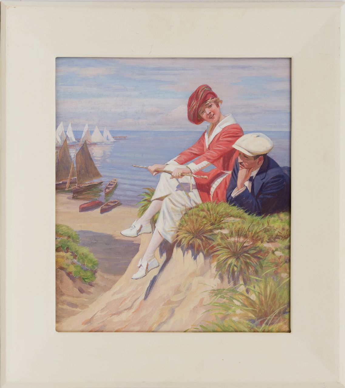 Köhler W.  | Walter Köhler, Am Strand, Gouache auf Papier 39,6 x 34,0 cm, zu datieren um 1921