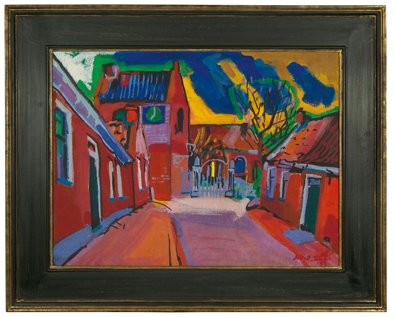 Zee J. van der | Jan van der Zee, Dorfgasse in Ezinge, Groningen, Öl auf Leinwand 60,3 x 80,1 cm, Unterzeichnet r.u. und datiert '35 Zee J. van der | Jan van der Zee, Dorfgasse in Ezinge, Groningen, Öl auf Leinwand 60,3 x 80,1 cm, Unterzeichnet r.u. und datiert '35