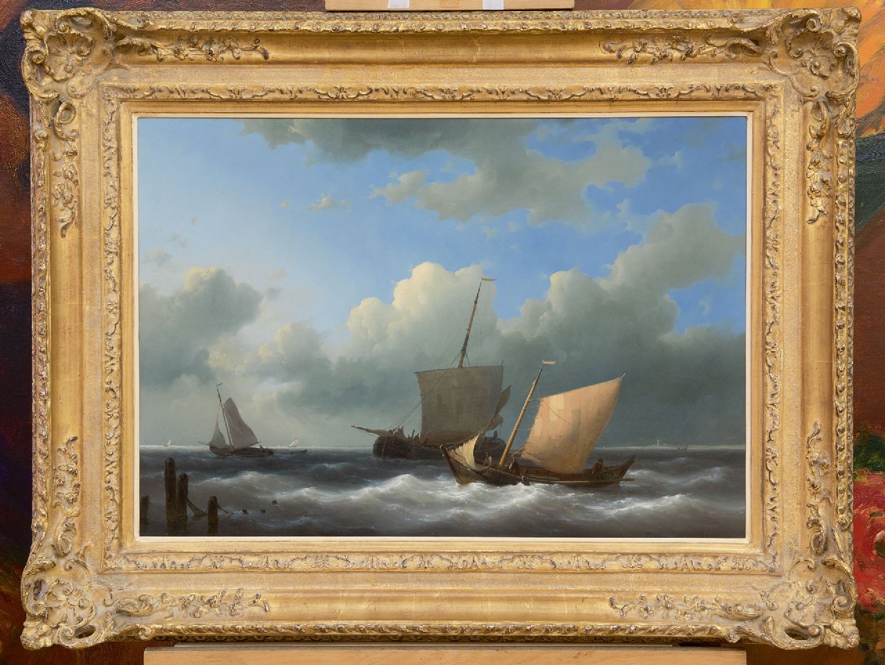 Hulk A.  | Abraham Hulk | Gemälde zum Verkauf angeboten | Segelboote vor dem Hafeneingang, Öl auf Tafel 44,5 x 62,7 cm, Unterzeichnet r.u. und datiert 1846