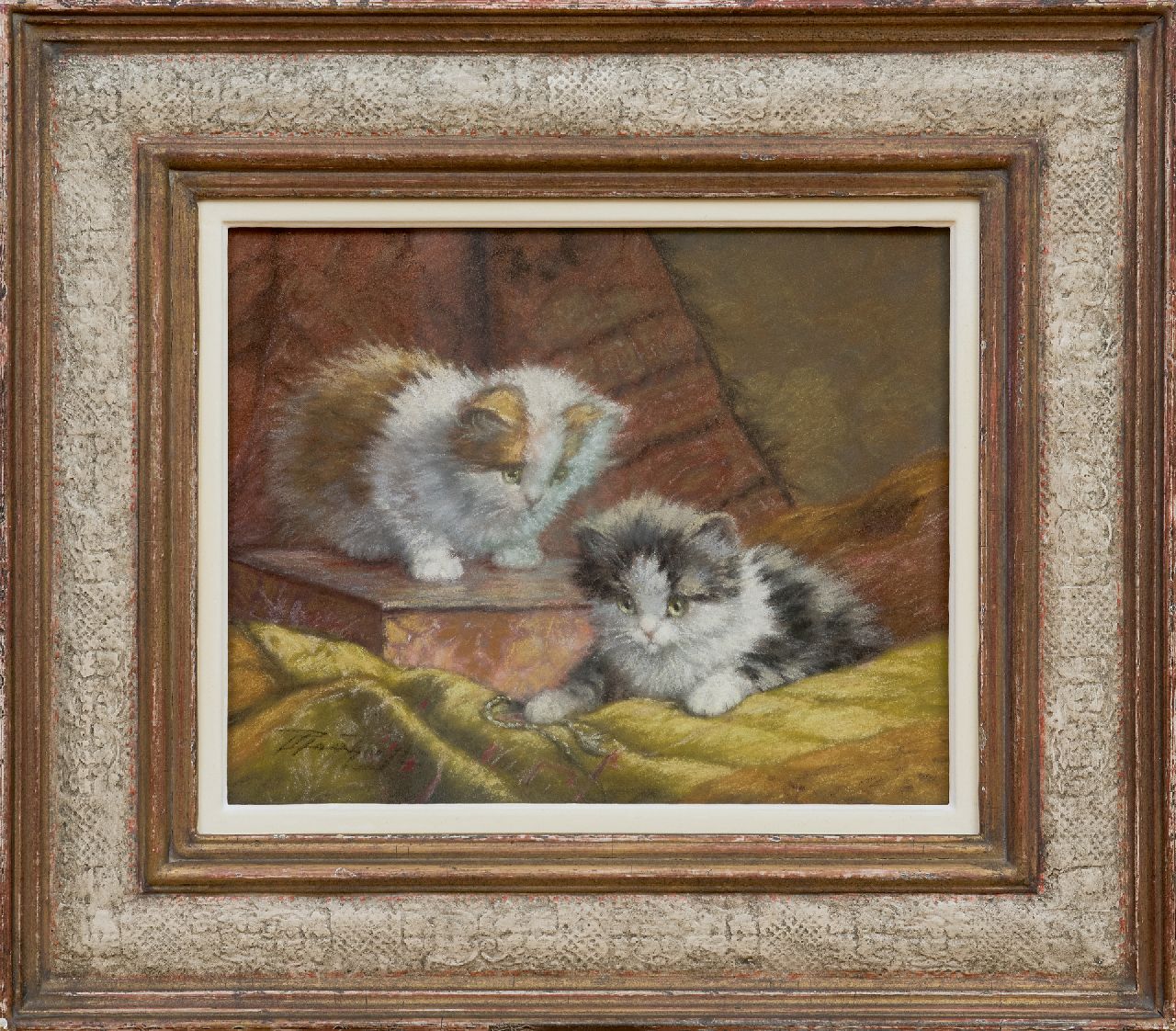 Raaphorst C.  | Cornelis Raaphorst | Aquarelle und Zeichnungen zum Verkauf angeboten | Zwei spielende Kätzchen, Pastell auf Papier 25,2 x 31,0 cm, Unterzeichnet l.u.