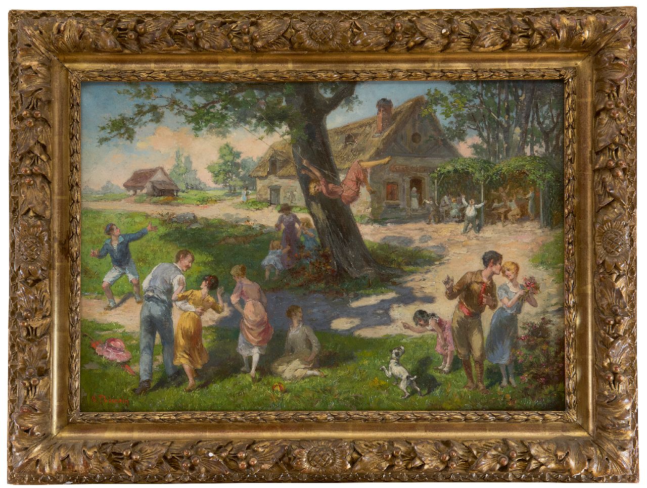 Thevenin L.V.  | Louis Victor Thevenin | Gemälde zum Verkauf angeboten | Frühling im Dorf, Öl auf Leinwand 38,1 x 55,2 cm, Unterzeichnet u.L.
