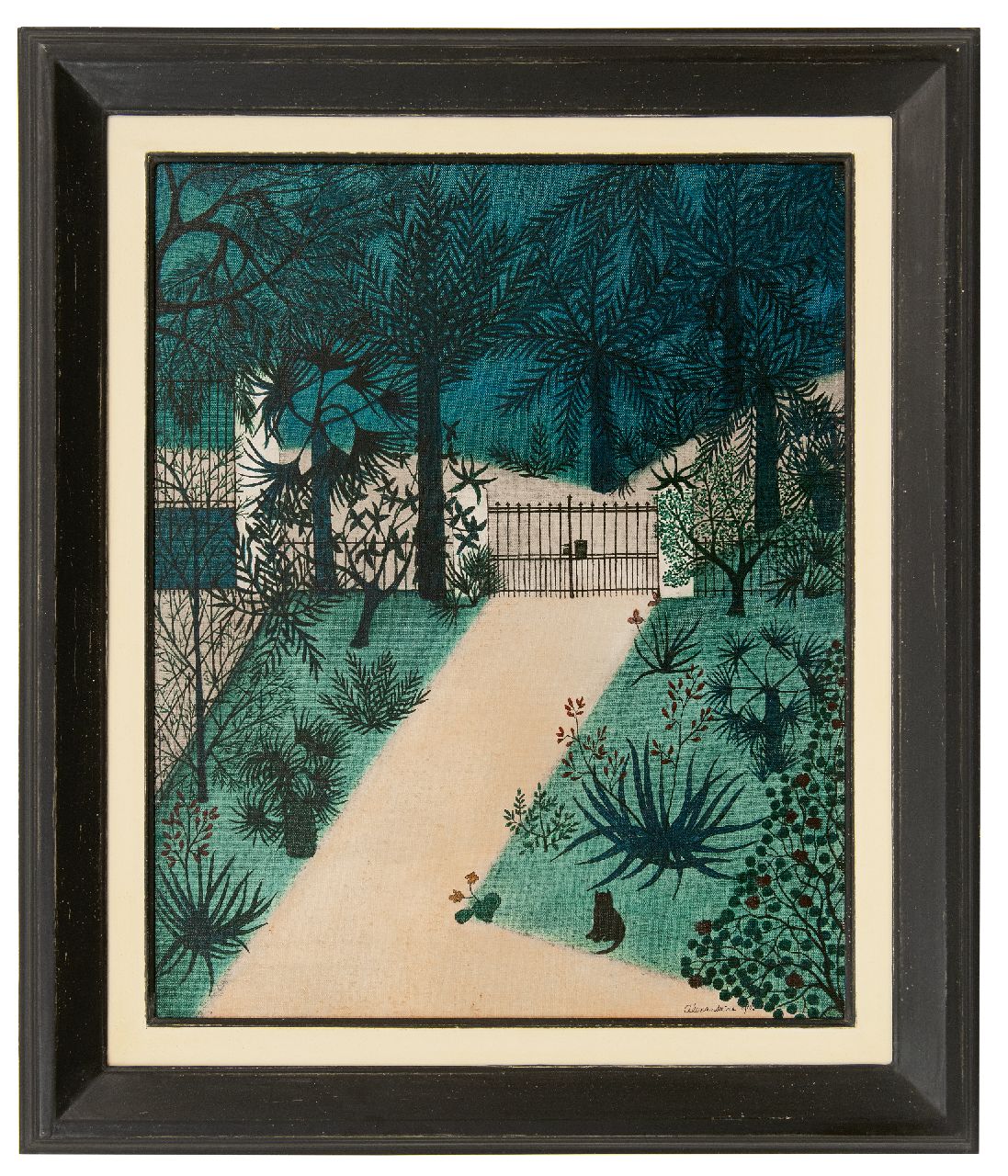 Kelder-Gortmans A.  | Alexandrine Kelder-Gortmans, Garten mit Katze, Öl auf Leinwand  auf Holzfaser 50,0 x 39,9 cm, Unterzeichnet u.r. und datiert 1962
