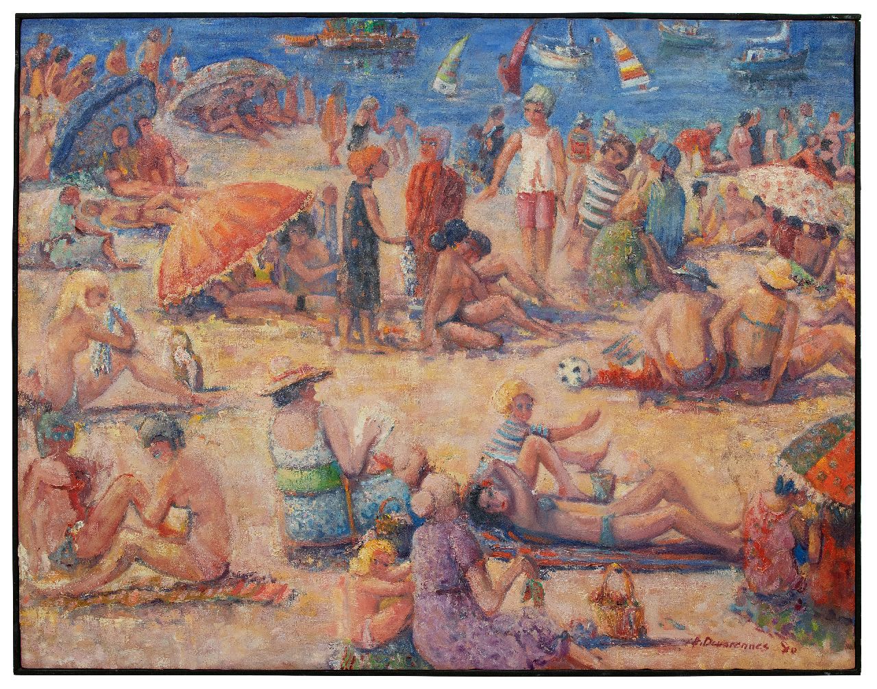 Devarennes C.  | Charly Devarennes, Am Strand, Collioure, Öl auf Leinwand 105,0 x 134,1 cm, Unterzeichnet u.r. und datiert '80