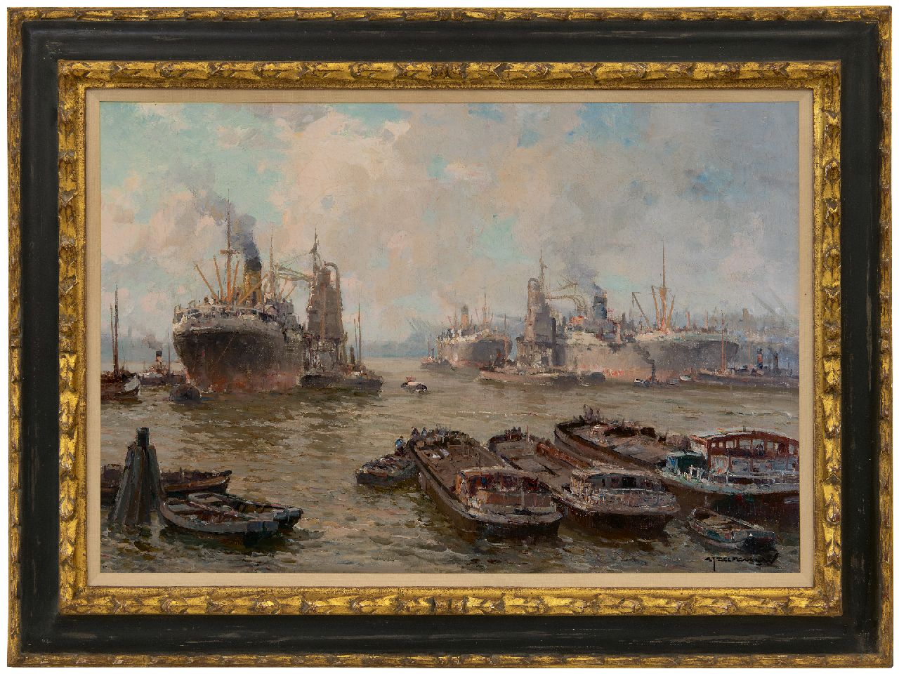 Delfgaauw G.J.  | Gerardus Johannes 'Gerard' Delfgaauw, Der Waalhafen, Rotterdam, Öl auf Leinwand 40,2 x 60,5 cm, Unterzeichnet u.r.