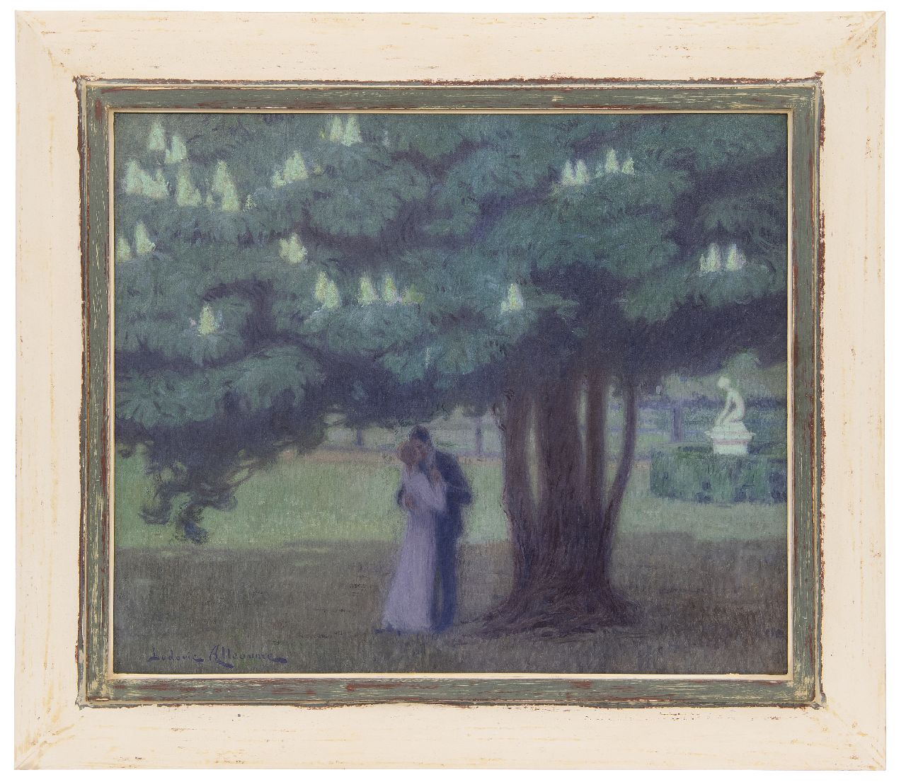 Alleaume L.  | Ludovic Alleaume | Gemälde zum Verkauf angeboten | Unter dem Kastanienbaum, Öl auf Leinwand 46,0 x 55,0 cm, Unterzeichnet u.l.