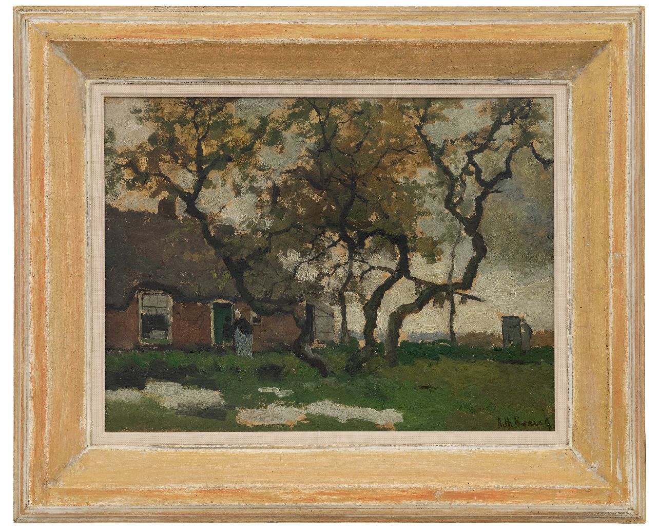 Koning A.H.  | 'Arnold' Hendrik Koning | Gemälde zum Verkauf angeboten | Bauernhof, Öl auf Holz 31,4 x 41,7 cm, Unterzeichnet u.r.