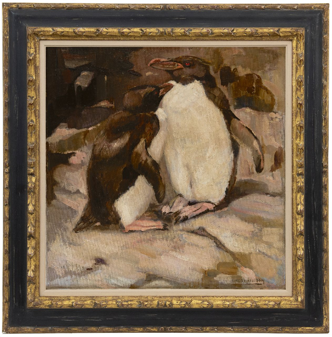 Bruigom M.C.  | Margaretha Cornelia 'Greta' Bruigom, Pinguine, Öl auf Leinwand 46,1 x 45,3 cm, Unterzeichnet u.r. und im Verso
