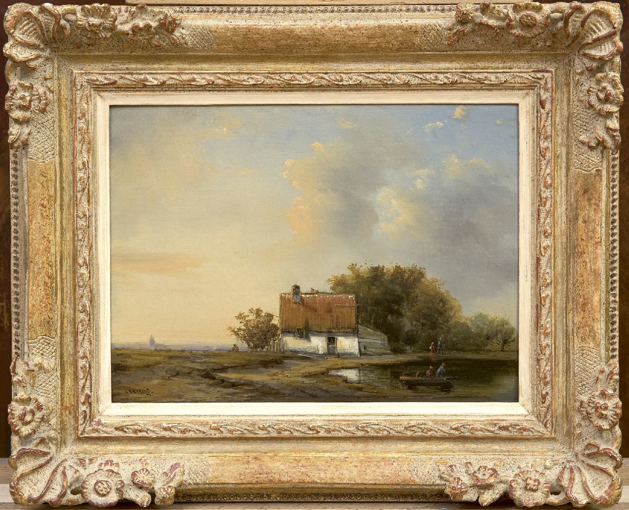 Kiewiet M.A.  | Marinus Albertus Kiewiet, Landschaft mit Bauernhäuschen, Öl auf Holz 19,1 x 26,2 cm, Unterzeichnet u.l.