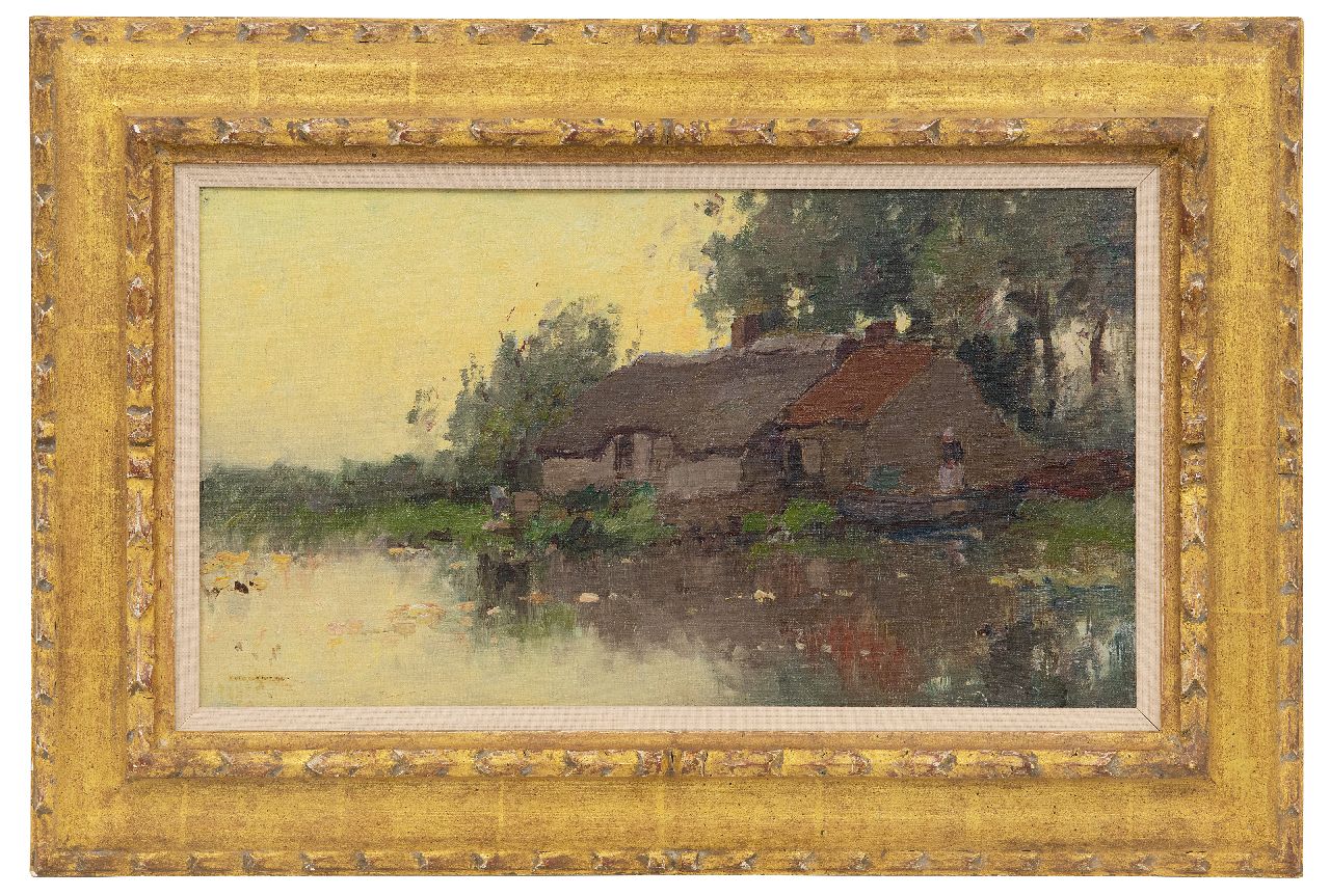 Knikker A.  | Aris Knikker | Gemälde zum Verkauf angeboten | Bauernhof am Wasser, Öl auf Leinwand auf Holz 25,1 x 45,0 cm, Unterzeichnet u.l.