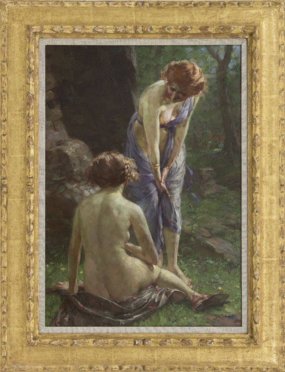 Schade W.  | Wilhelm Schade | Gemälde zum Verkauf angeboten | Ein Spiel, Öl auf Holz 50,2 x 36,0 cm, Unterzeichnet o.l.