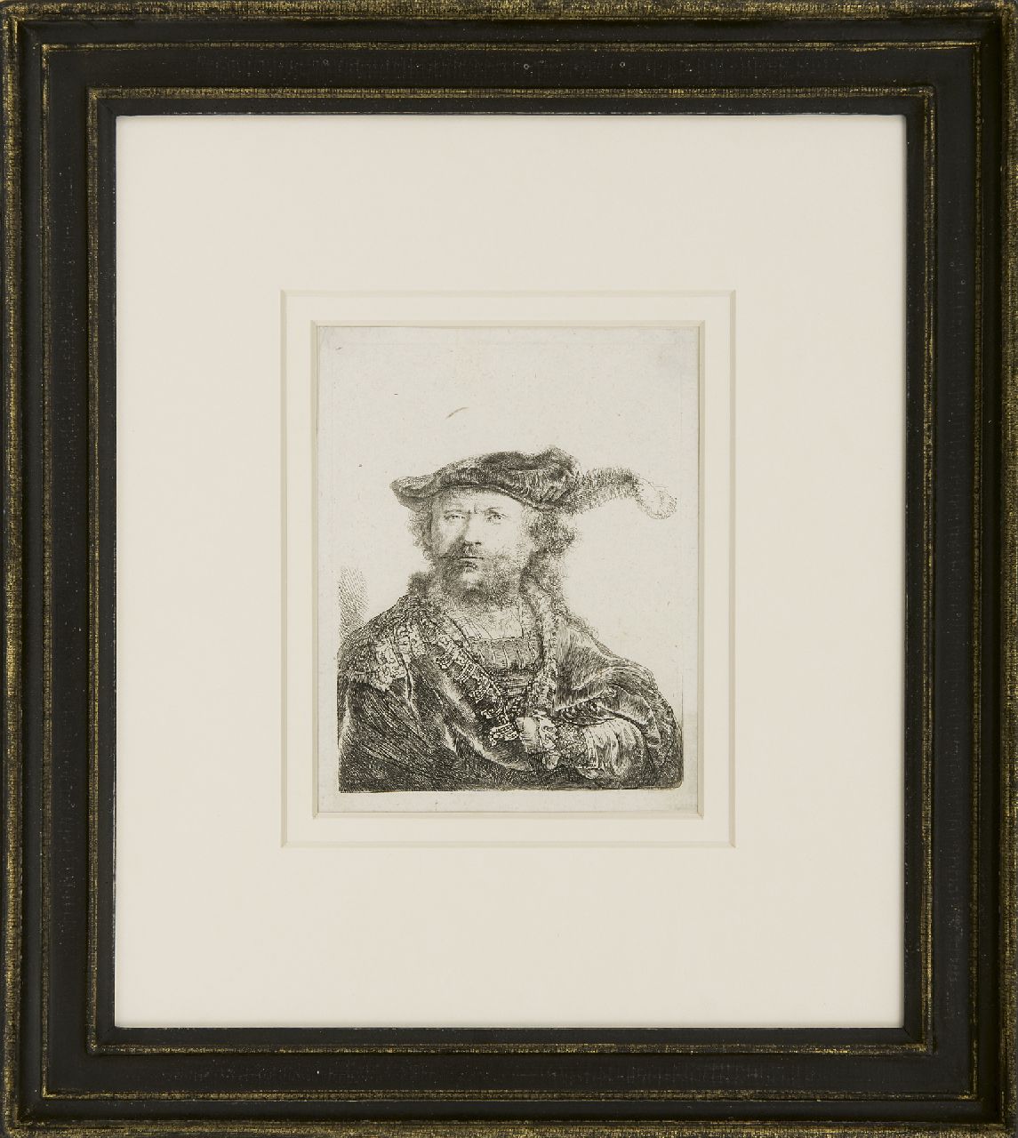 Rembrandt (Rembrandt Harmensz. van Rijn)   | Rembrandt (Rembrandt Harmensz. van Rijn), Selbstporträt mit samtenem Barett und Feder, Radierung auf Papier 13,5 x 10,4 cm