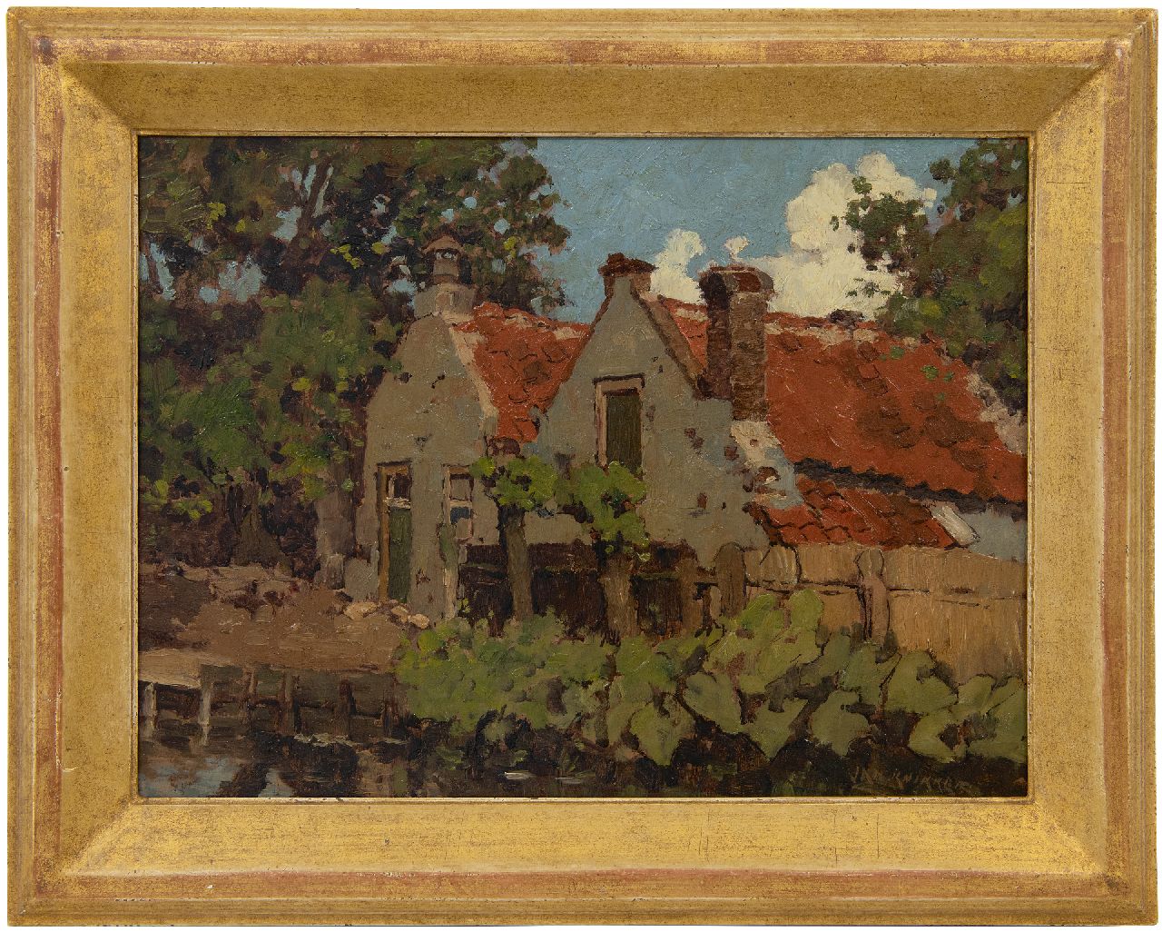 Knikker sr. J.S.  | 'Jan' Simon Knikker sr. | Gemälde zum Verkauf angeboten | Häuschen am Wasser, Öl auf Holz 26,3 x 36,8 cm, Unterzeichnet u.r. und ohne Rahmen