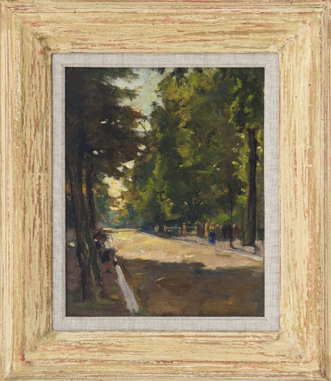 Noltee B.C.  | Bernardus Cornelis 'Cor' Noltee, Spaziergänger im Park, Öl auf Leinwand 25,3 x 20,3 cm