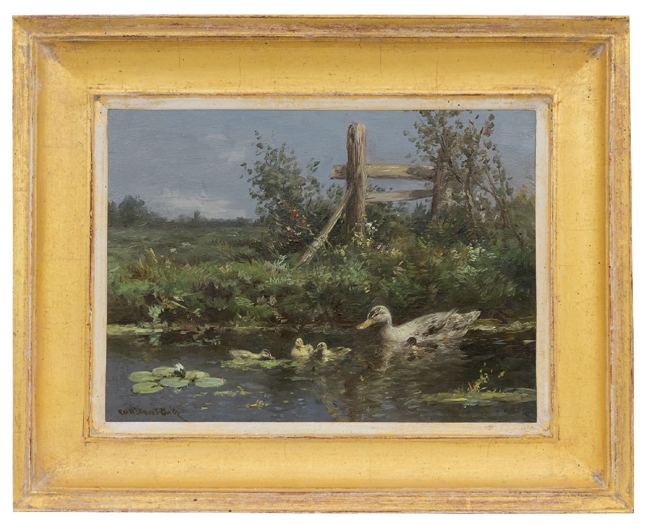 Artz C.D.L.  | 'Constant' David Ludovic Artz, Entenfamilie am Ufer, Öl auf Holz 18,1 x 24,2 cm, Unterzeichnet u.L.